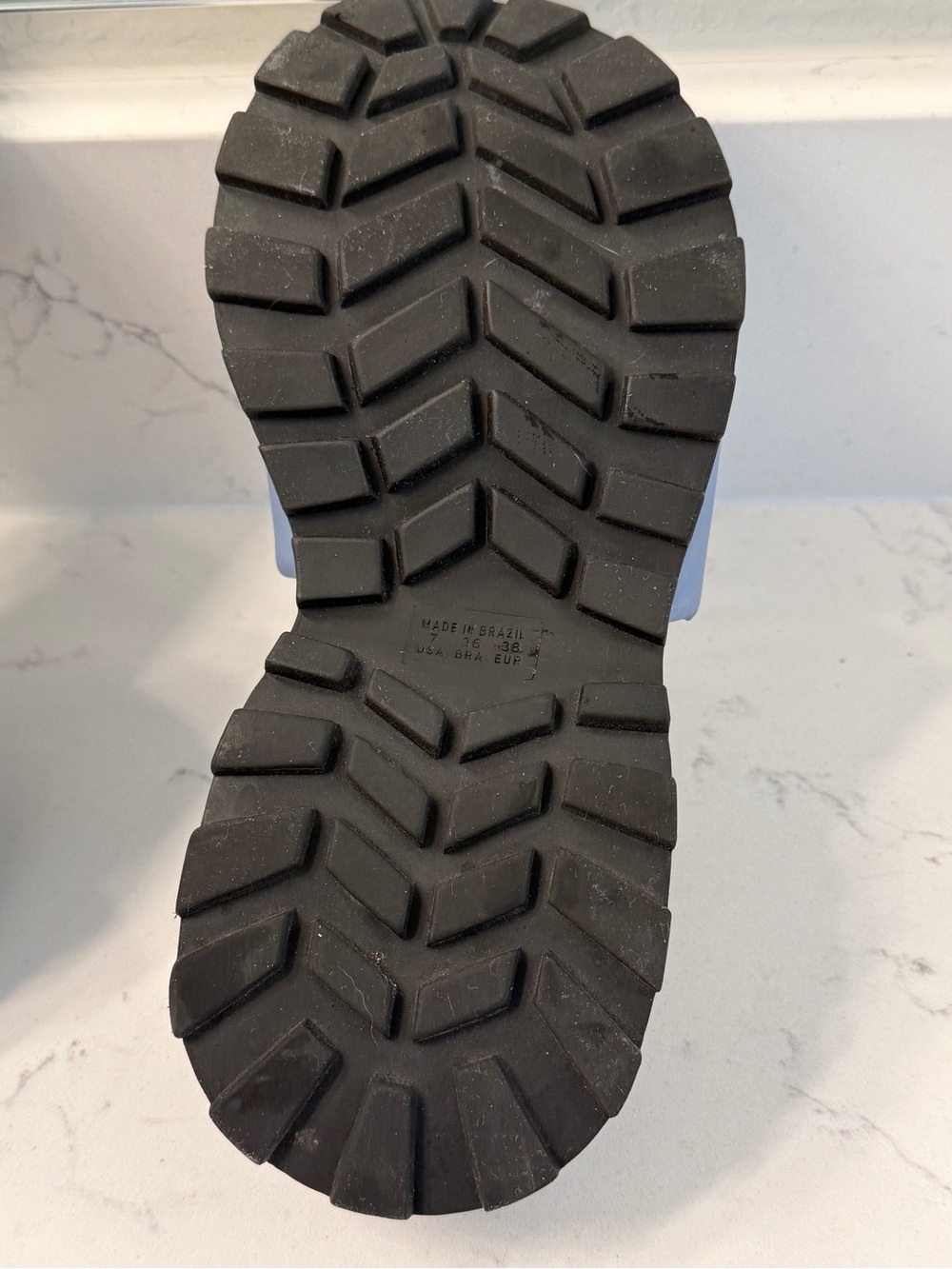 Women's Blue Slide Sandals with rubber lug outsole  worn once. - Picture 7 of 8